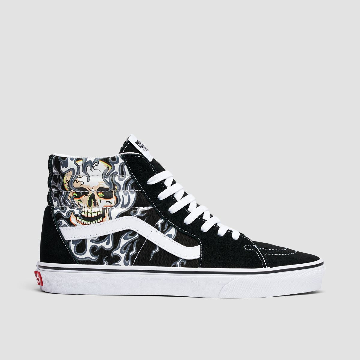 Vans SK8-Hi High Top Shoes - Flame Skull Black/True White