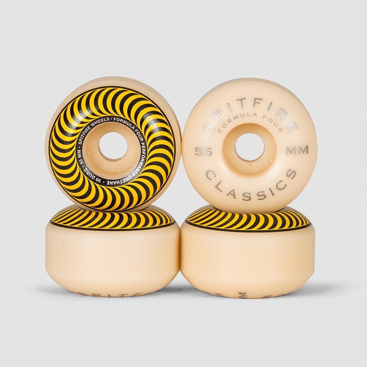 Spitfire Formula Four Classic 99DU Skateboard Wheels Natural/Yellow 55