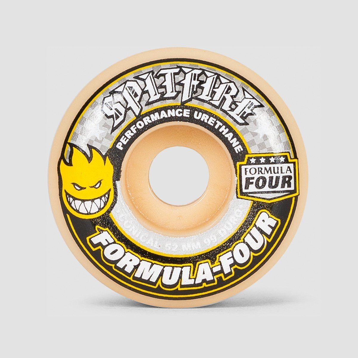 Spitfire Formula Four Conical 99DU Skateboard Wheels Natural/Yellow 52mm