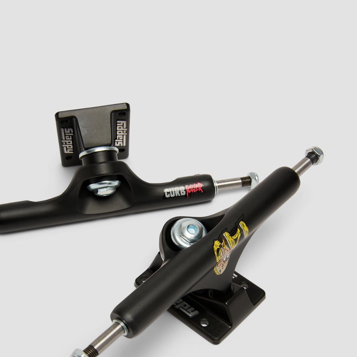 Slappy x Heroin ST1 Curb Killer Skateboard Trucks 1 Pair Matte Black - 9"