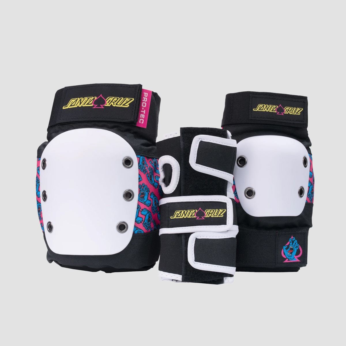 Protec X Santa Cruz Street Open Back Pad Set 3 Pack Black/White/Pink