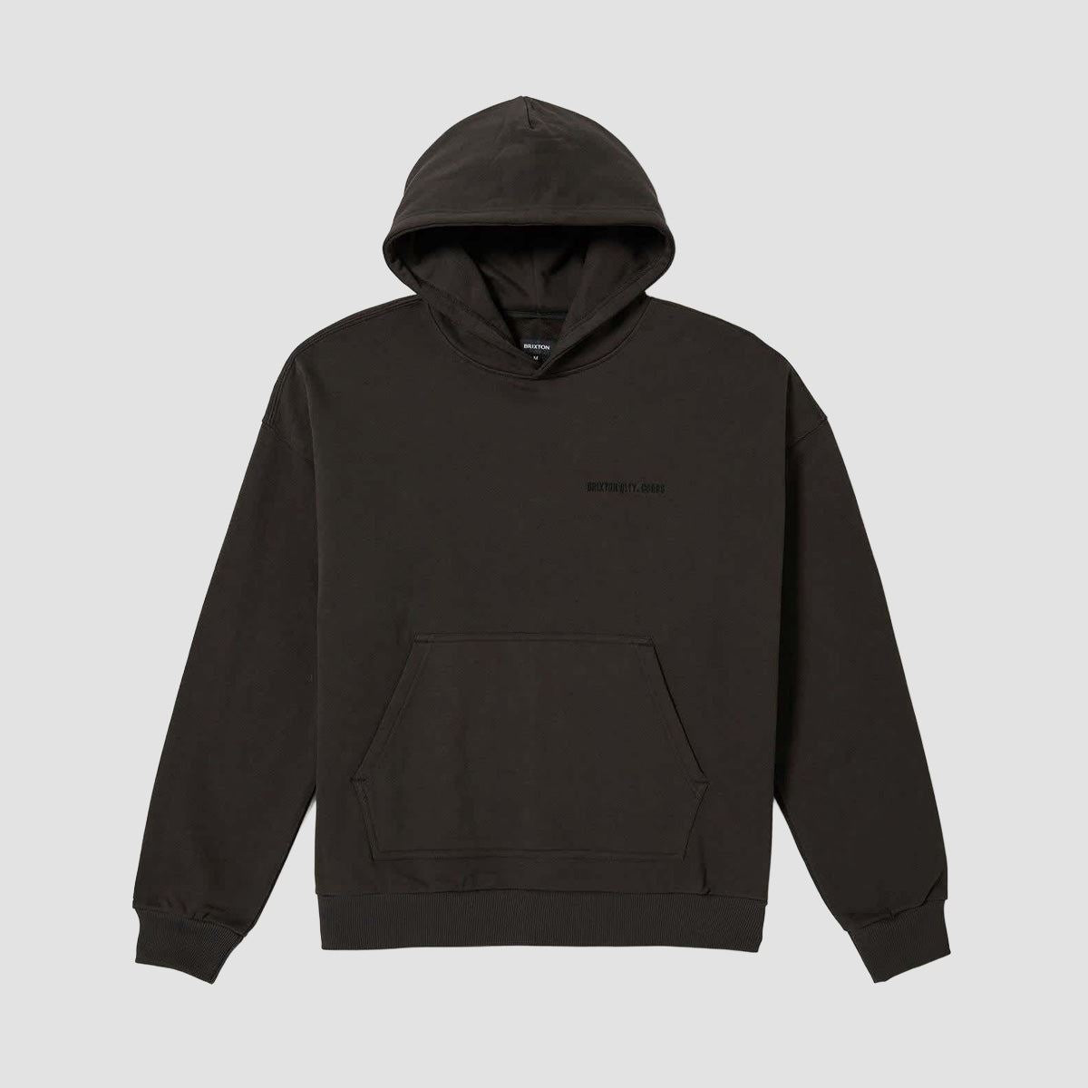 Brixton Embroidered Heavyweight Oversized Pullover Hoodie Black