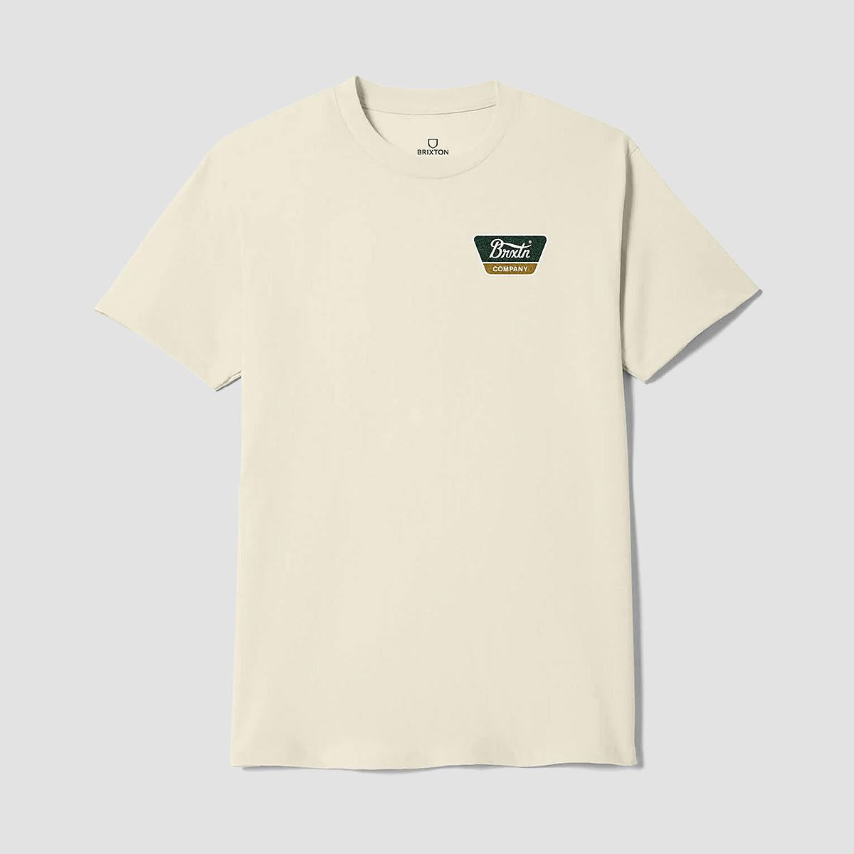 Brixton Linwood T-Shirt Cream/Dark Green/Metal Bronze
