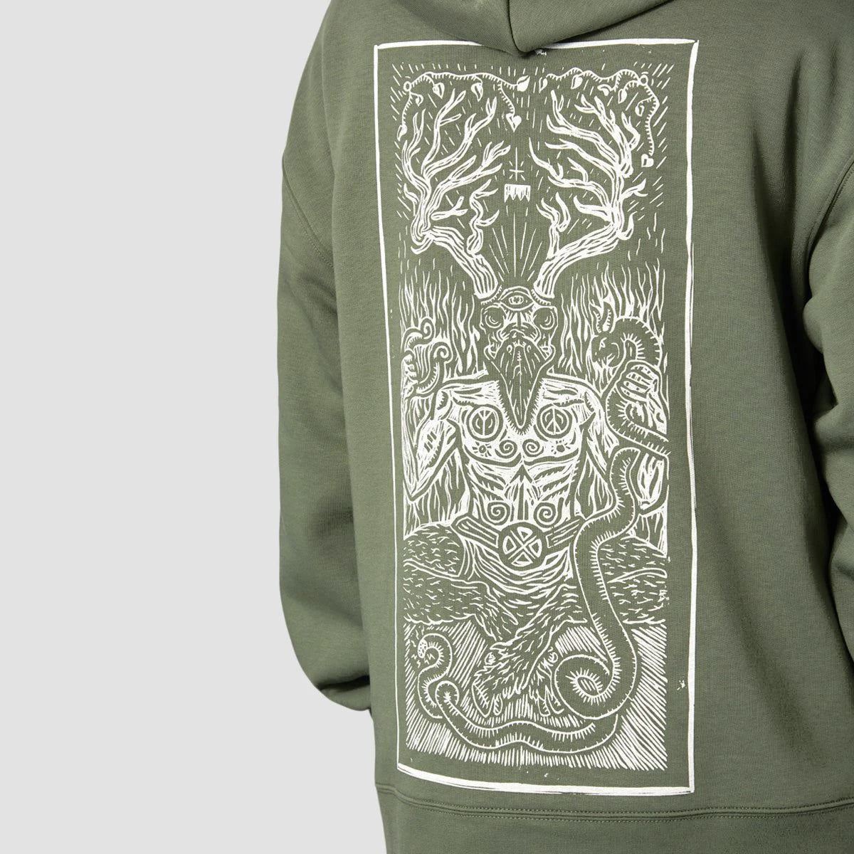 Heathen Ceronnous Mono Relax fit Pullover Hoodie Cypress