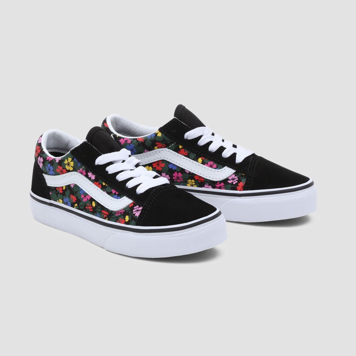 Vans Old Skool Shoes - Floral Black/White - Kids