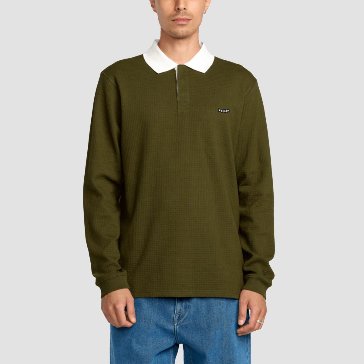 Volcom Curbstone Longsleeve Polo Shirt Sage Leaf