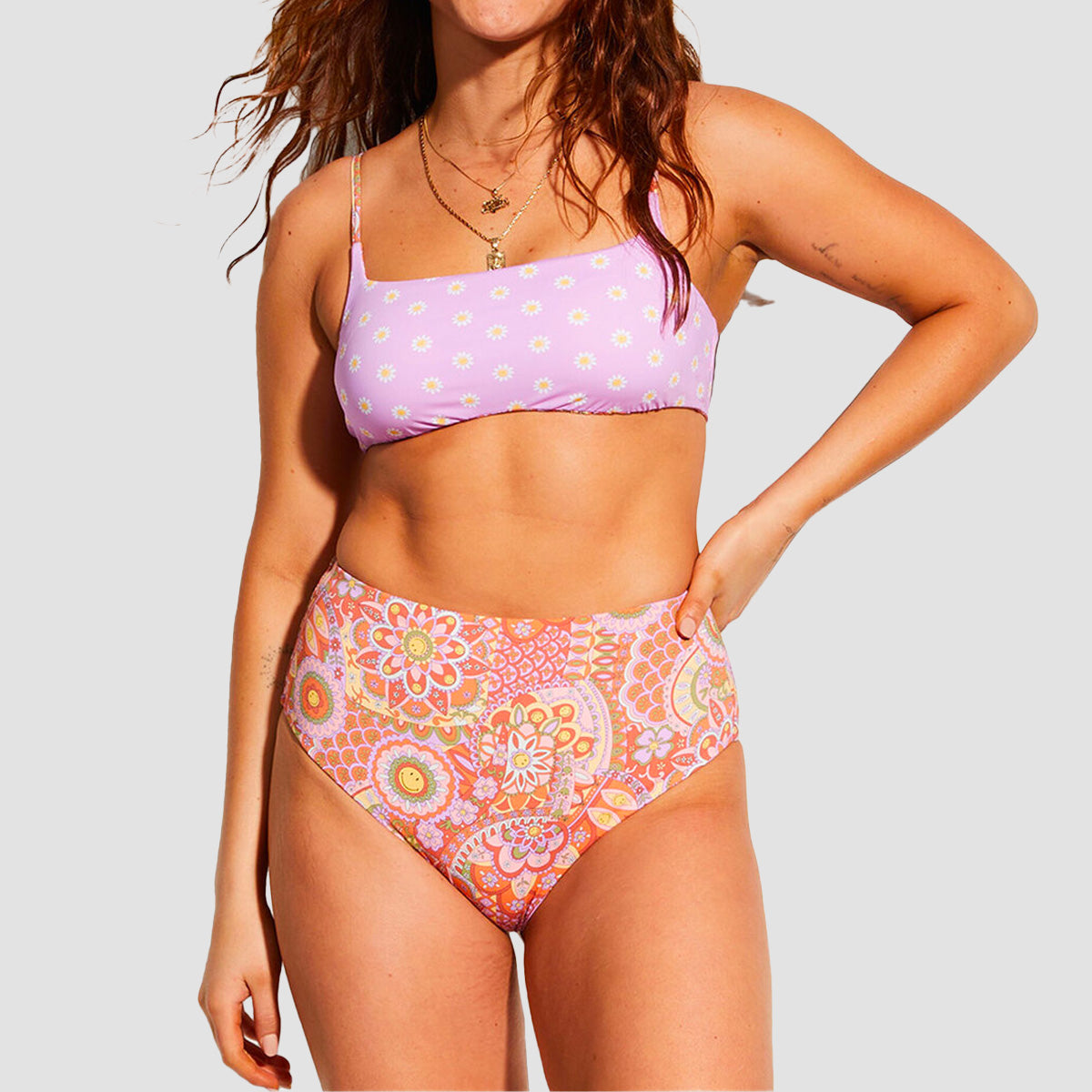 Billabong x Smiley Good Times Hi Retro Reversible Bikini Bottoms Multi - Womens