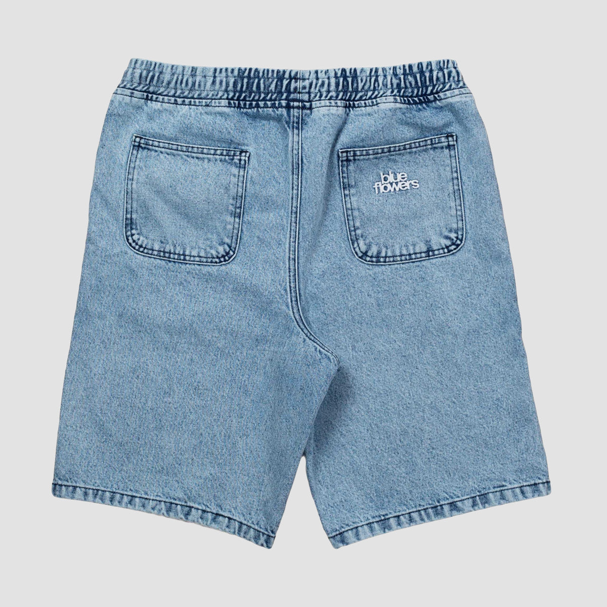Blue Flowers Cruiser Denim Shorts Blue