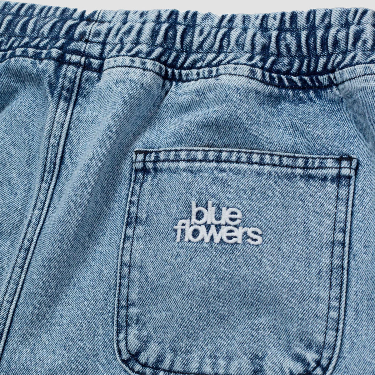 Blue Flowers Cruiser Denim Shorts Blue