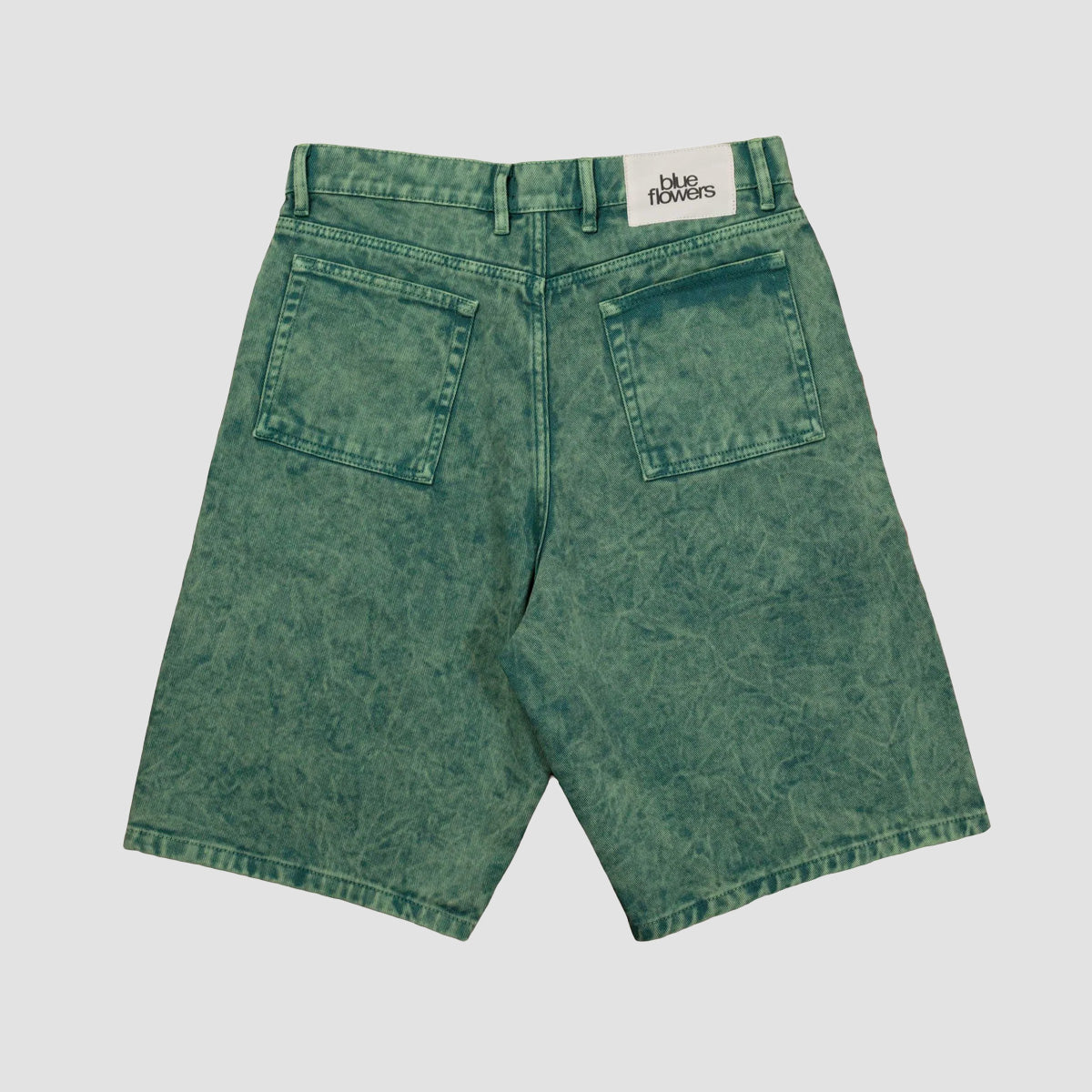Blue Flowers Evolve Denim Shorts Eco Green wash