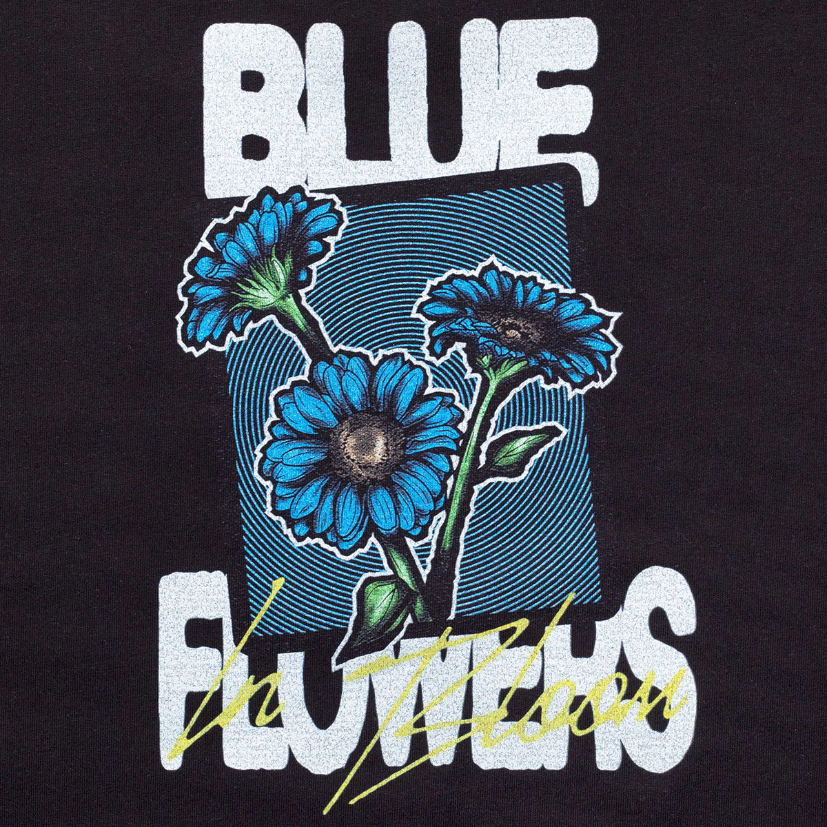 Blue Flowers In Bloom T-Shirt Black