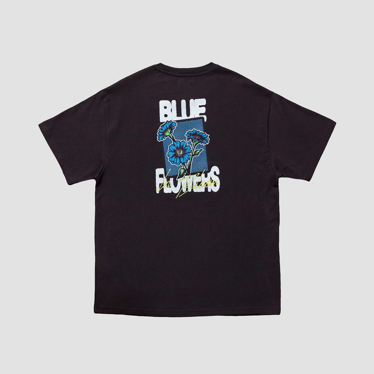Blue Flowers In Bloom T-Shirt Black