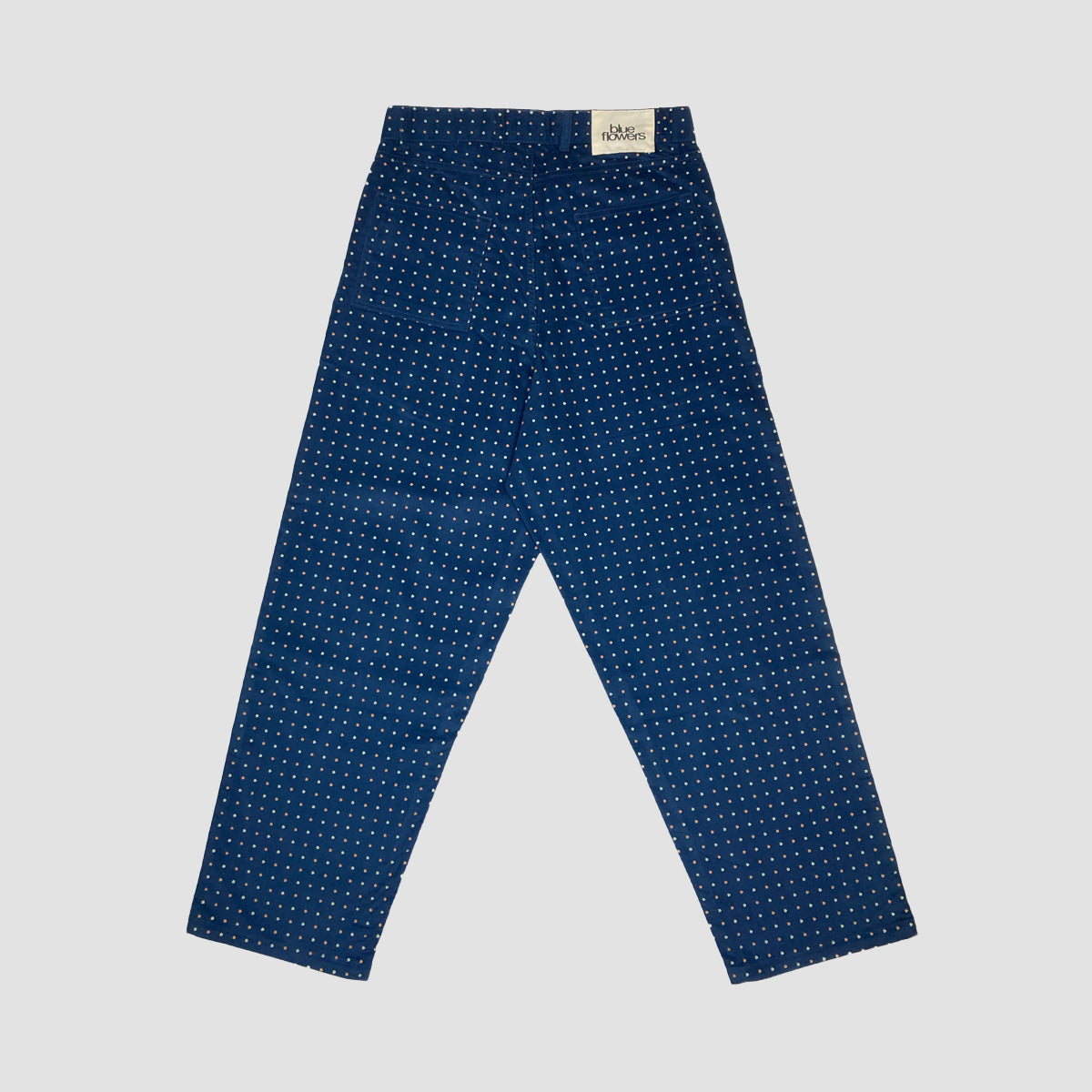 Blue Flowers Speckled Corduroy Trousers Navy Blue