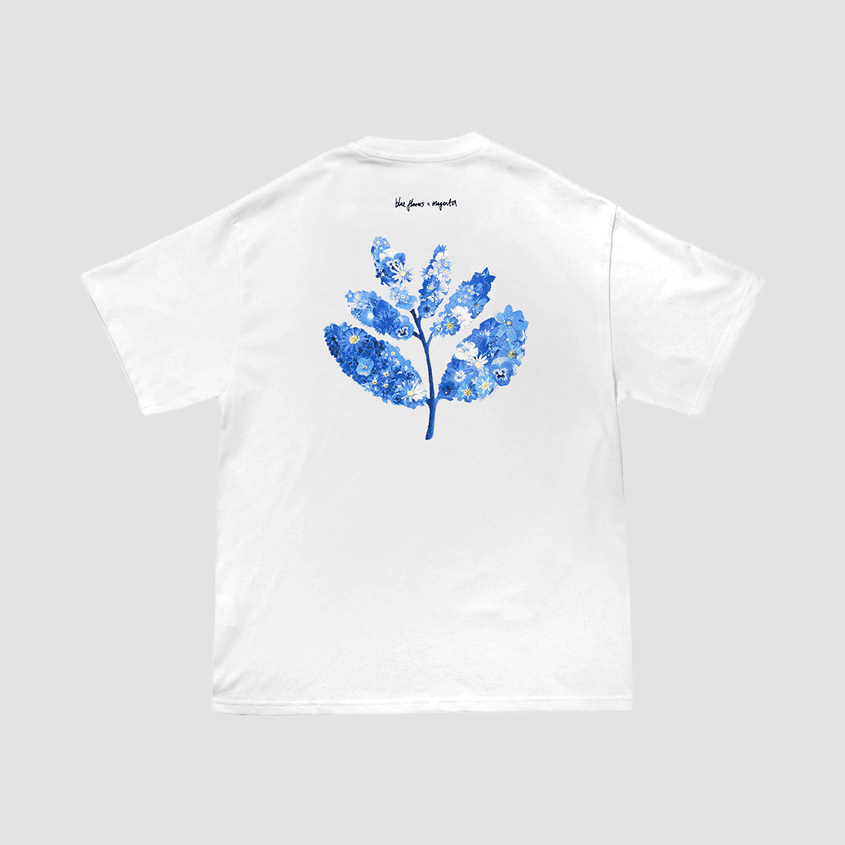 Blue Flowers x Magenta T-Shirt White