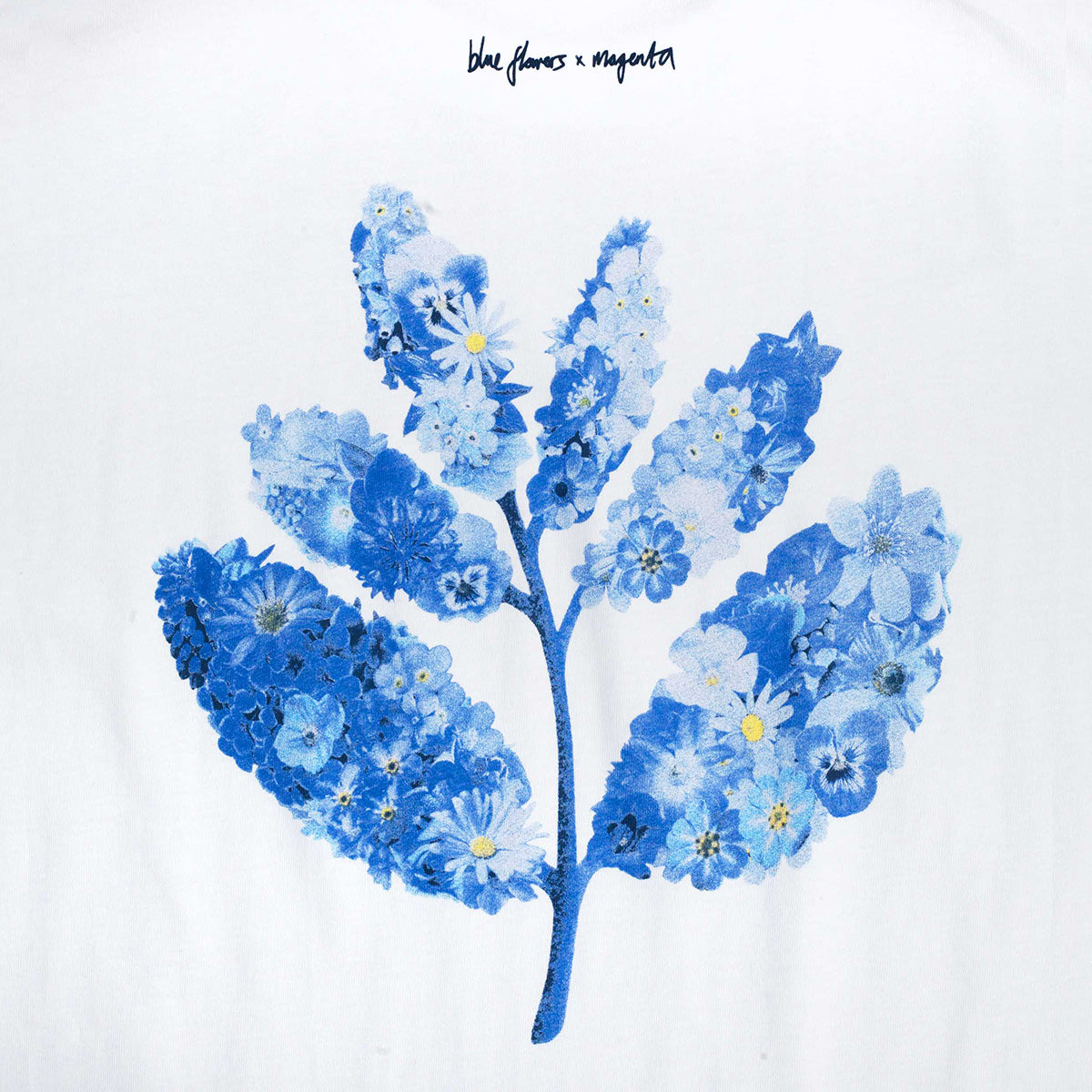Blue Flowers x Magenta T-Shirt White