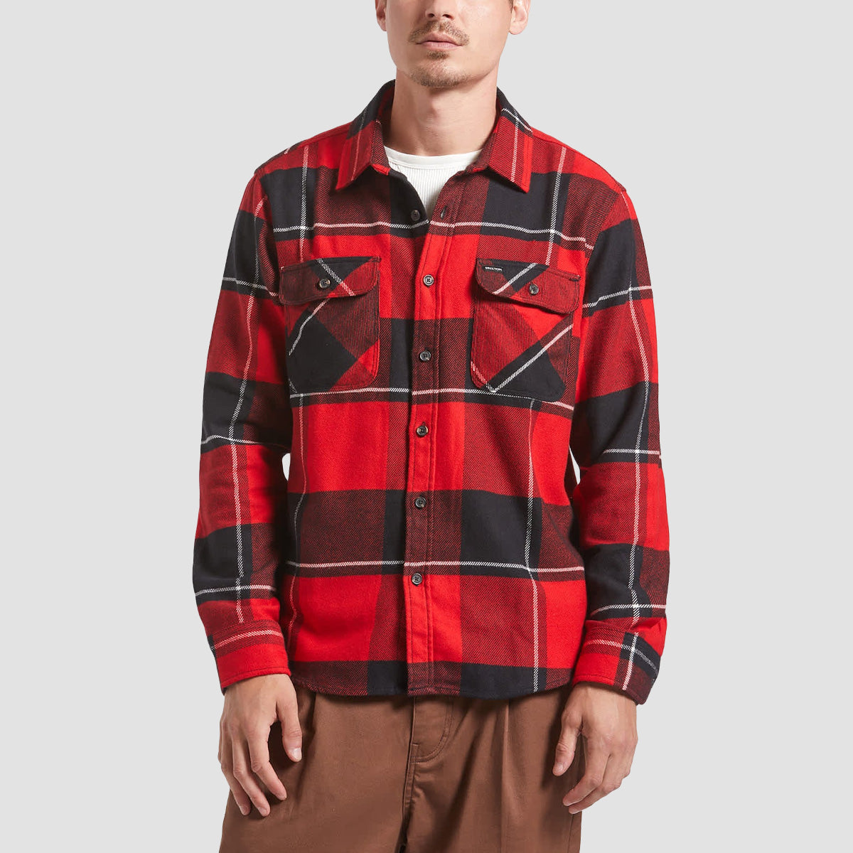 Brixton Bowery Flannel Longsleeve Shirt Black/Adrenaline Rush/Off White