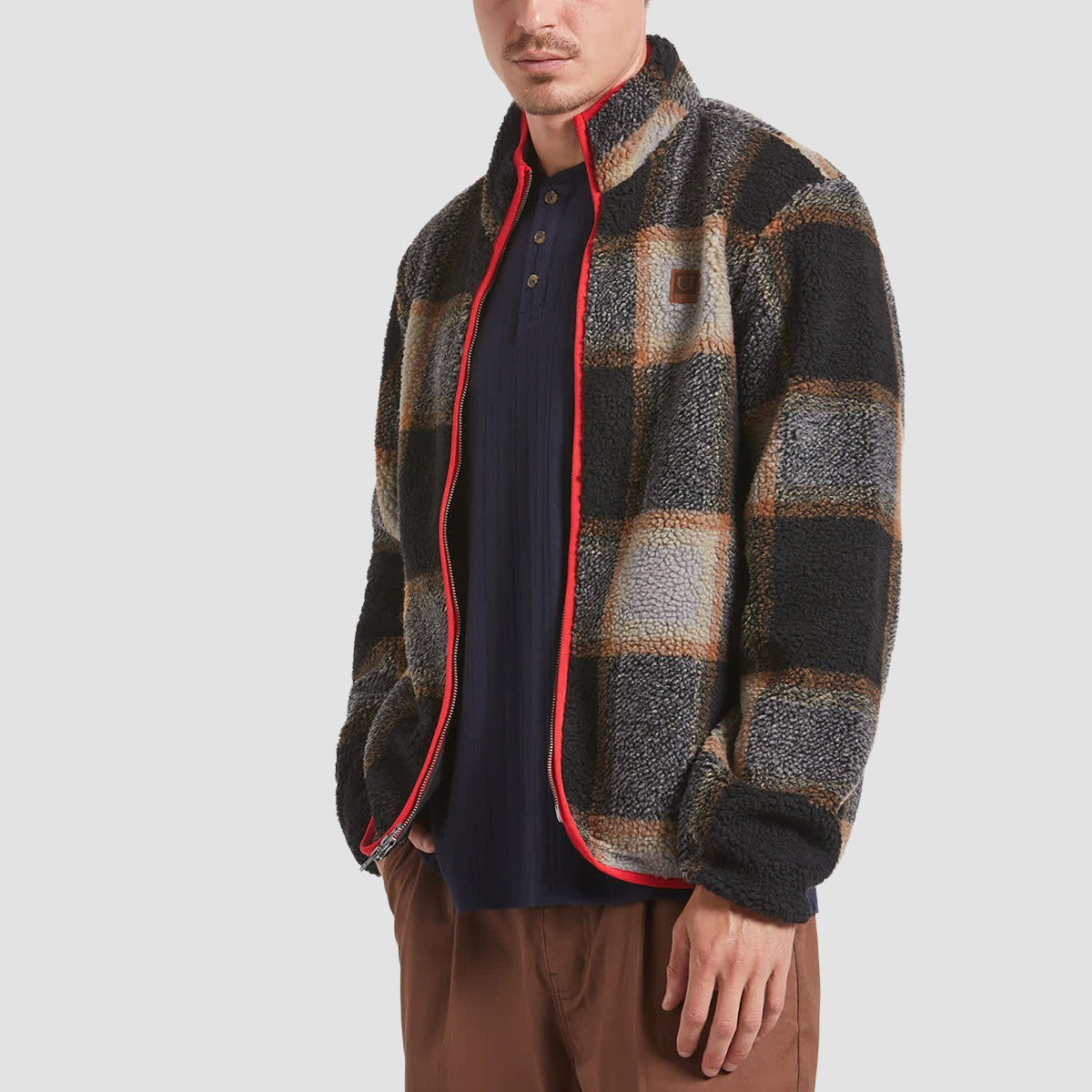 Brixton Buffalo Plaid Sherpa Full Zip Jacket Black/Cream