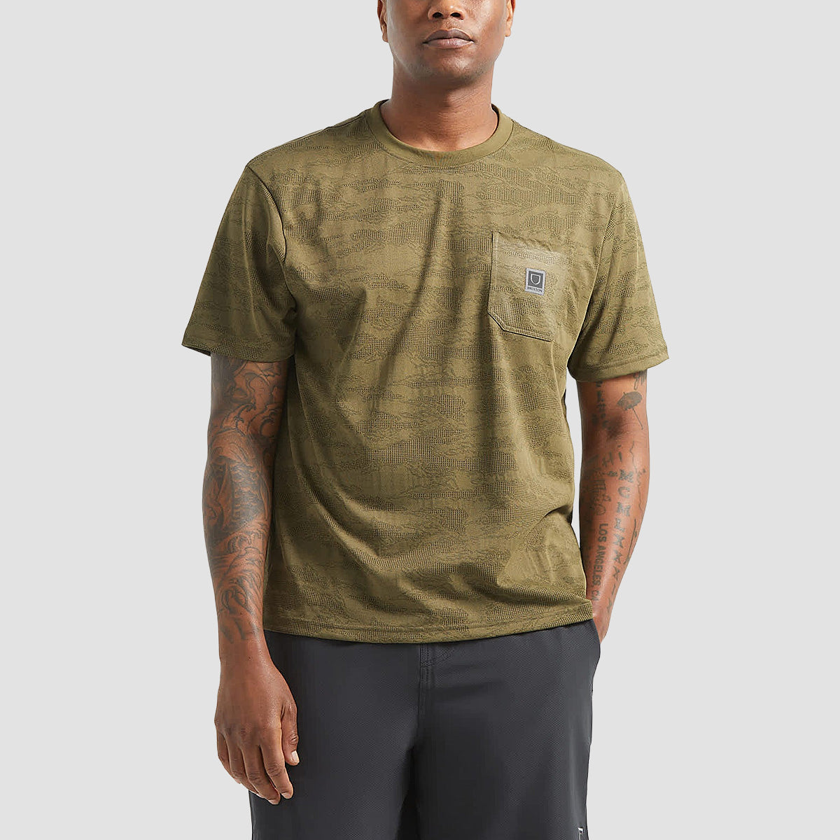 Brixton Journey Pocket T-Shirt Olive Tiger Camo