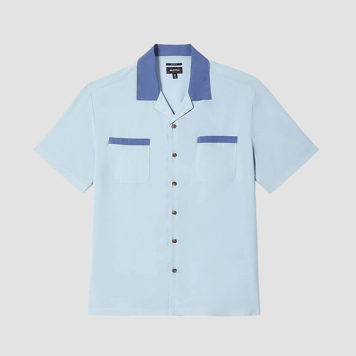 Brixton Lafayette Short Sleeve Shirt Blue Aura