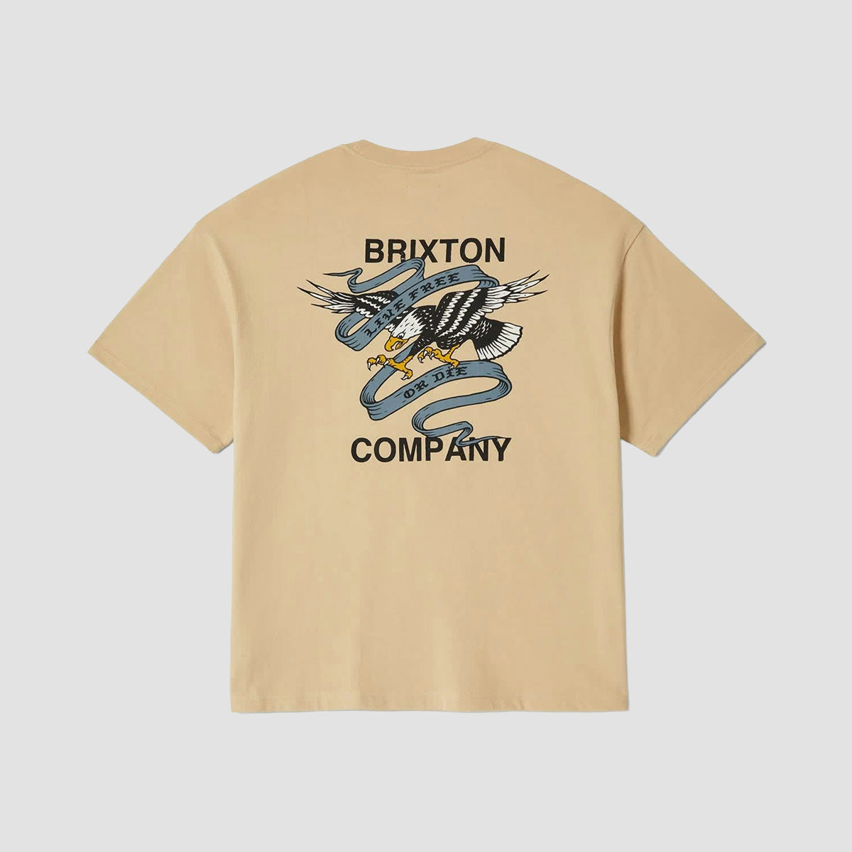 Brixton Live Free HW Relaxed T-Shirt Cream Classic Wash