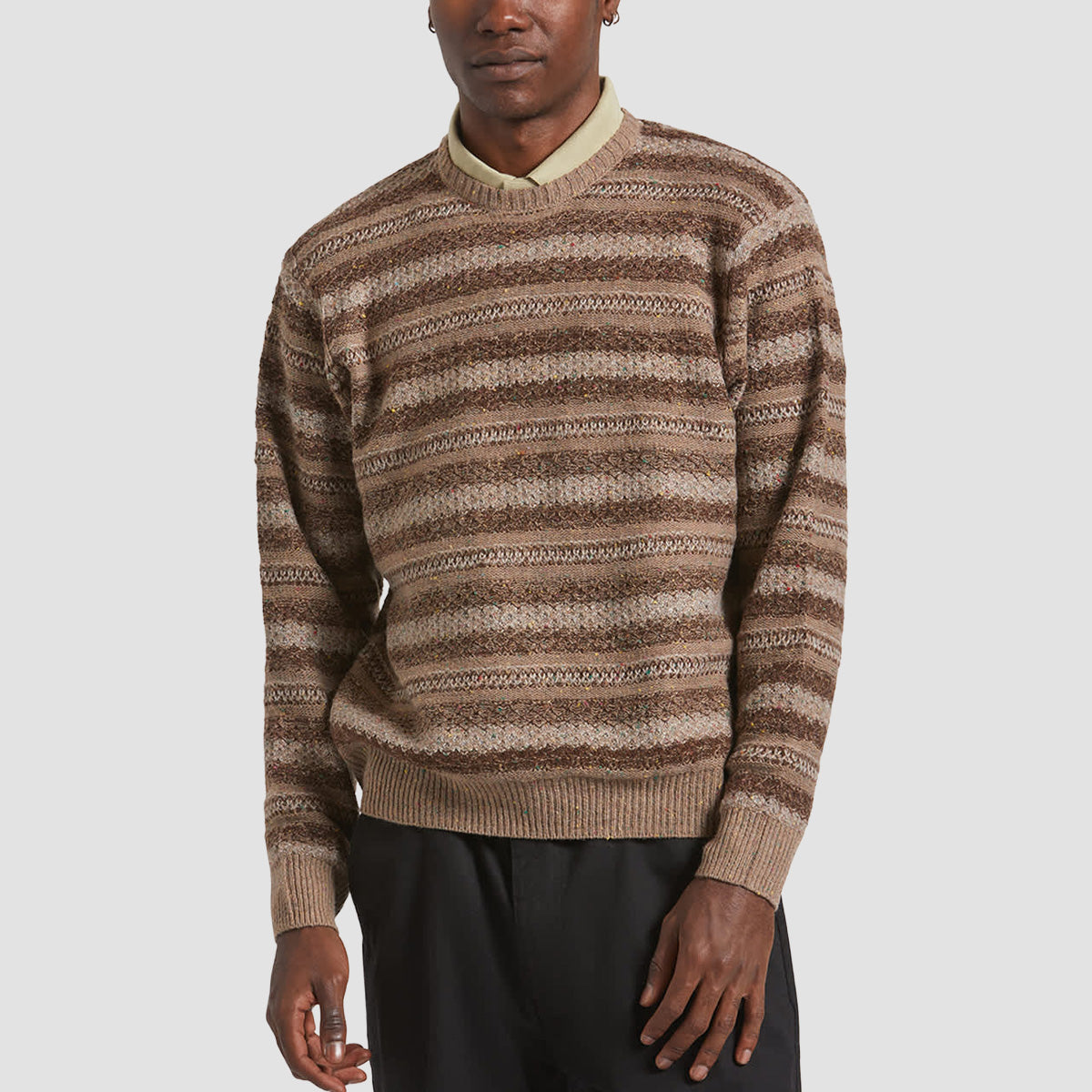 Brixton Midnight Crew Sweater Multi Neutral Stripe