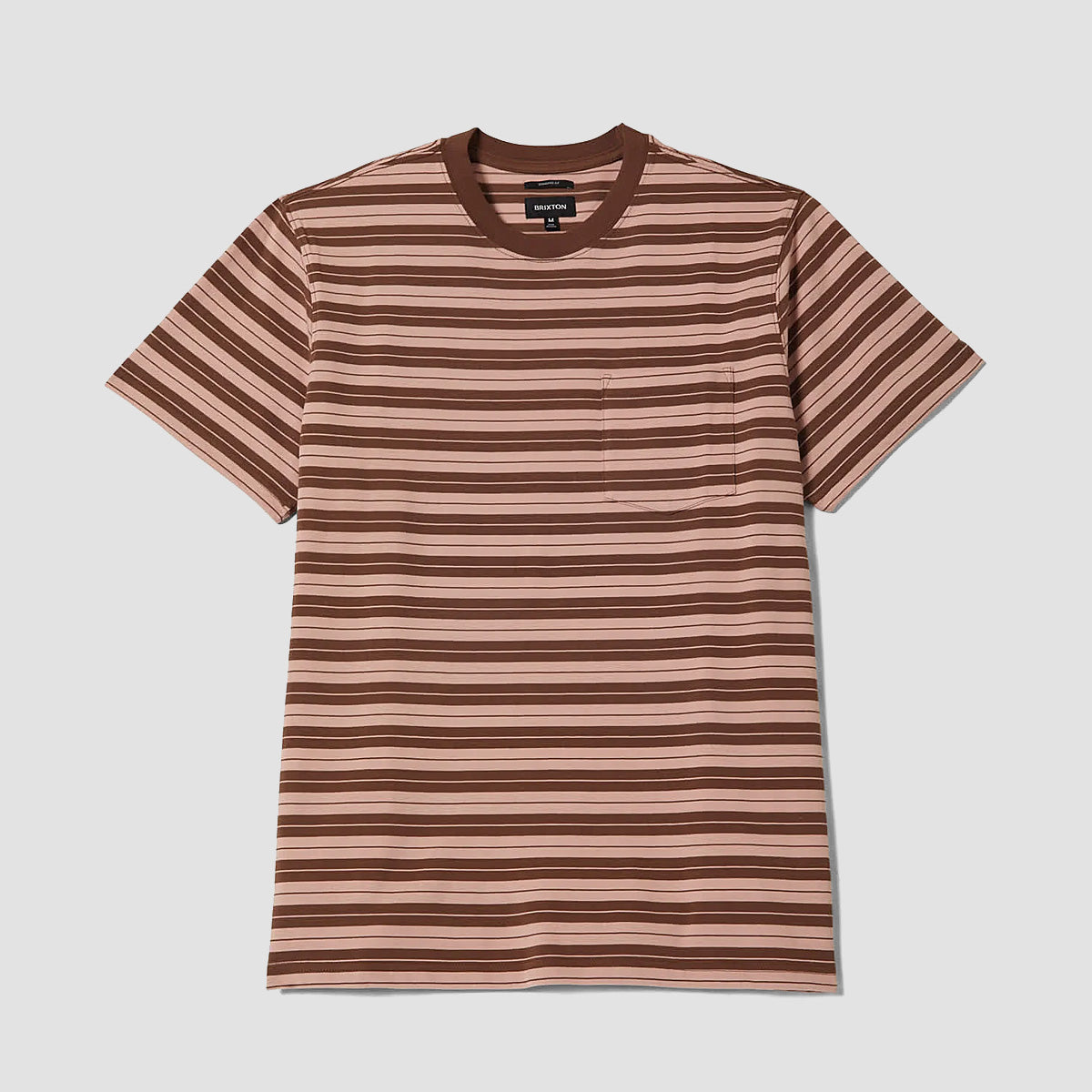 Brixton Nova Stripe Pocket T-Shirt Pinecone Brown/Silver Pink Worn