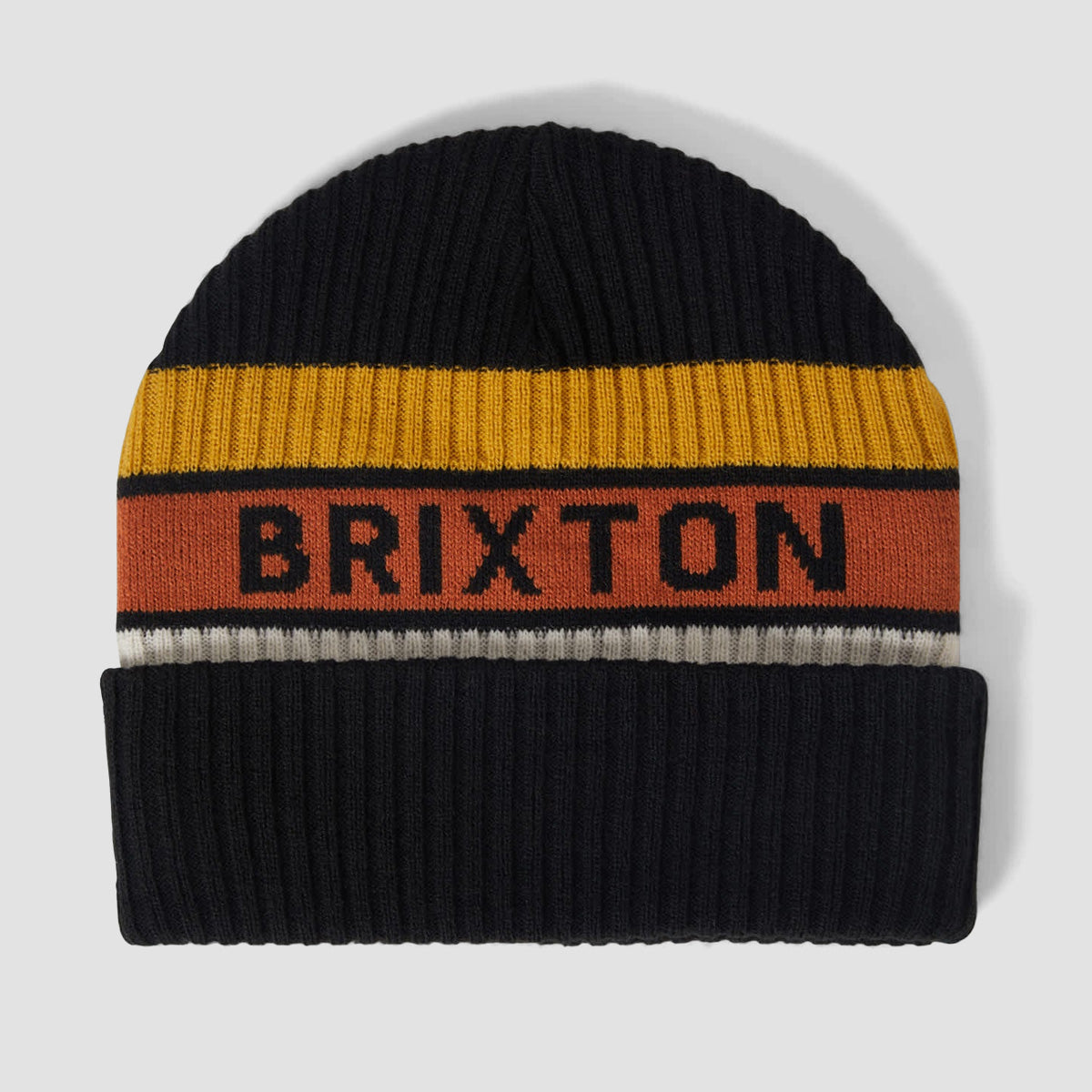 Brixton Rainier Striped Beanie Black/Yellow/Orange