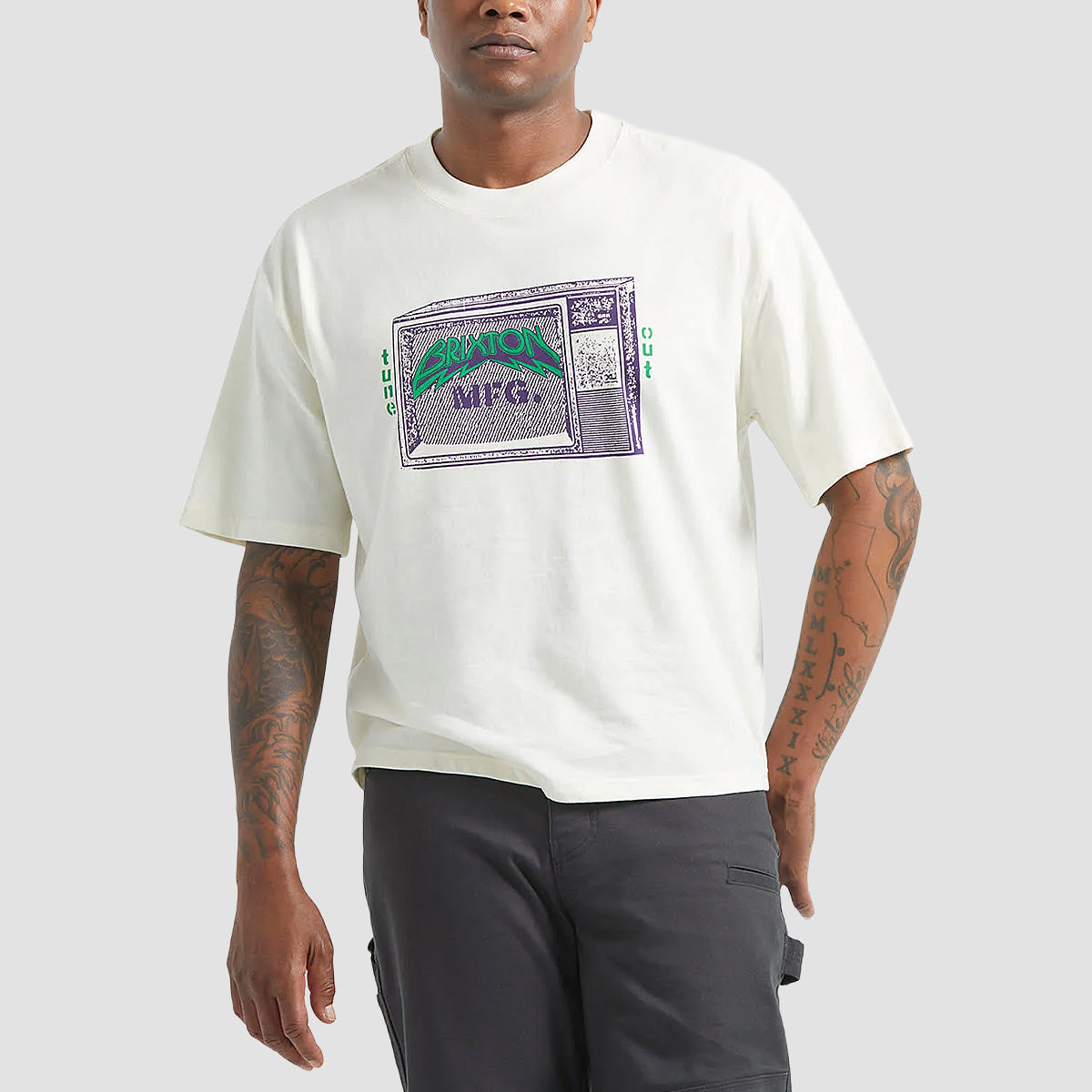 Brixton Tune Out Cropped T-Shirt Cream