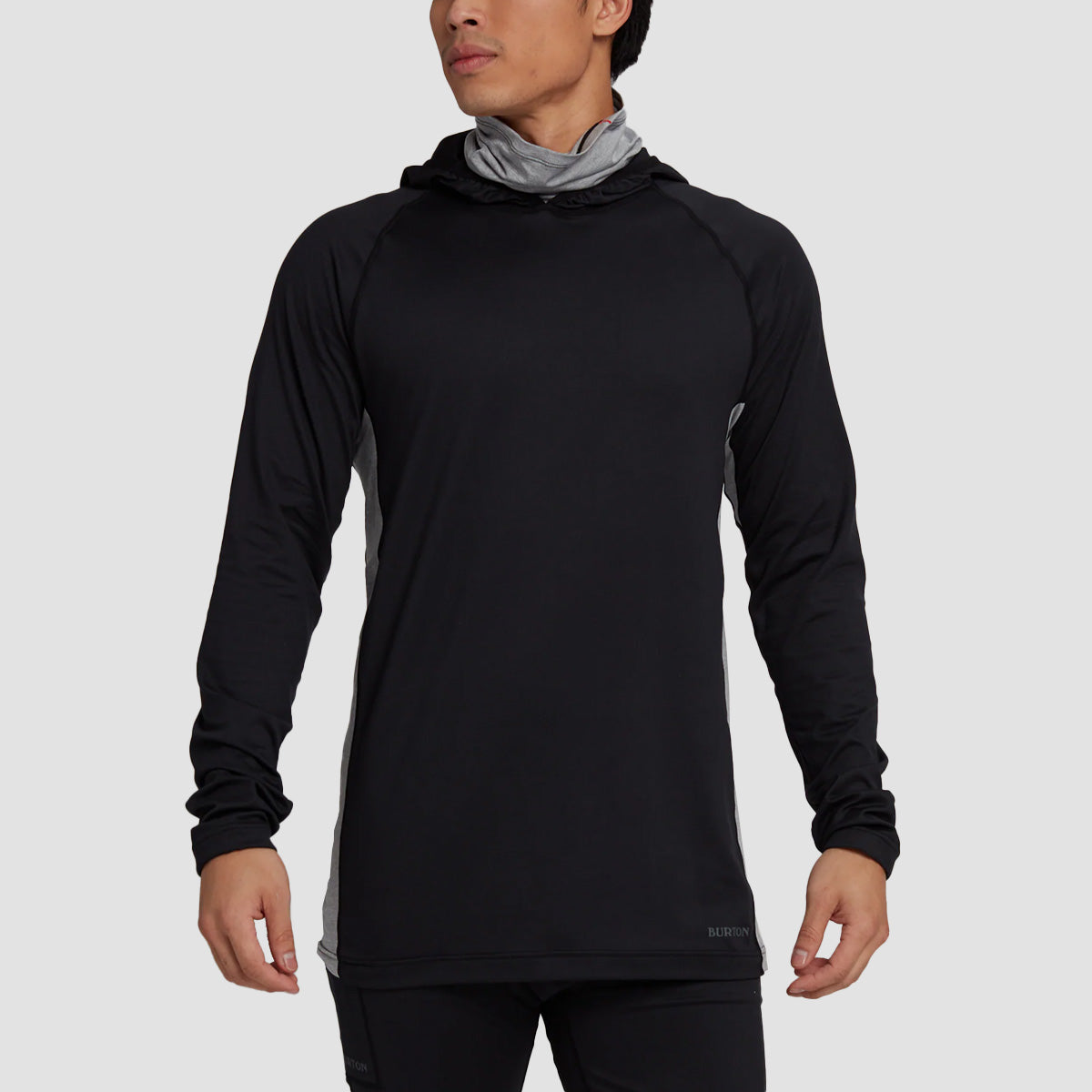 Burton Midweight X Base Layer Long Neck Hoodie T-Shirt True Black/Grey Heather