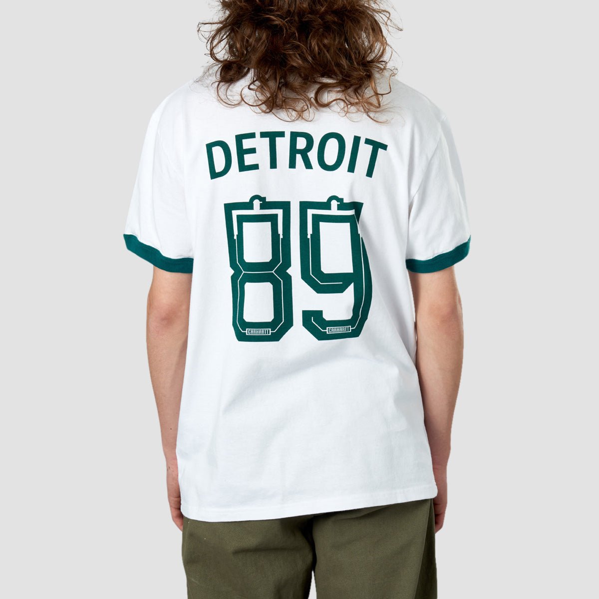 Carhartt WIP 89 Ringer T-Shirt White/Rainforest Heavy Enzyme Wash