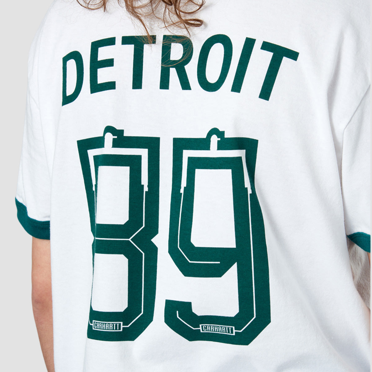 Carhartt WIP 89 Ringer T-Shirt White/Rainforest Heavy Enzyme Wash