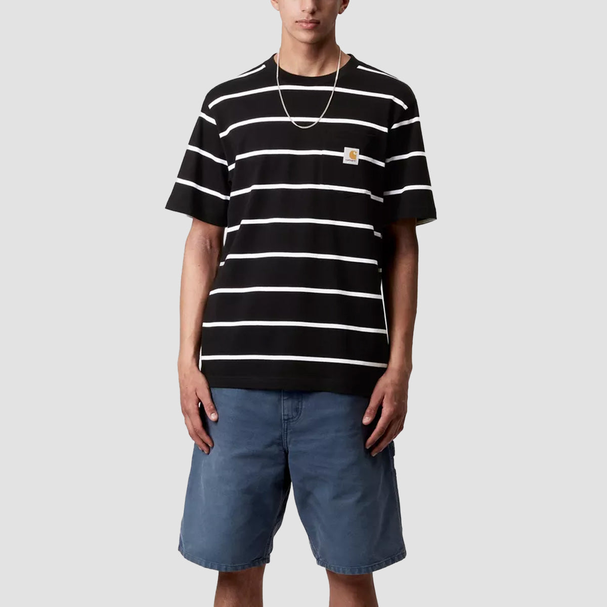 Carhartt WIP Aiken Stripe Pocket T-Shirt Black