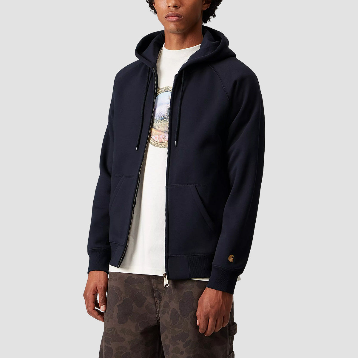 Carhartt WIP Chase Zip Hoodie Dark Navy/Gold