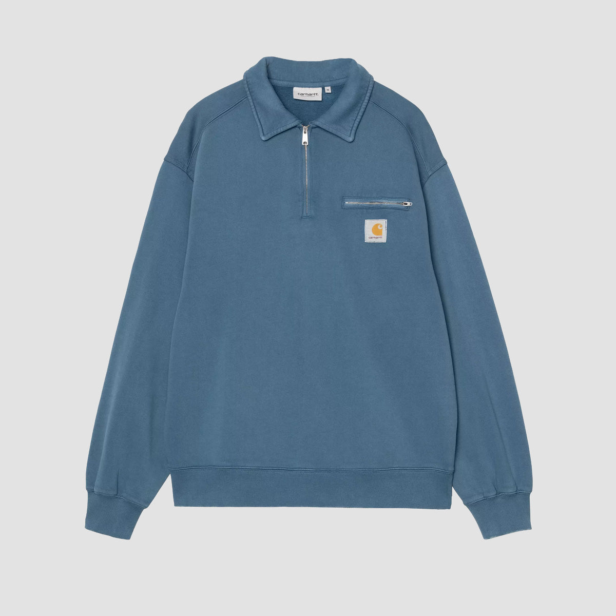 Carhartt WIP Half Zip Detroit Sweatshirt Blue River Stone Washed