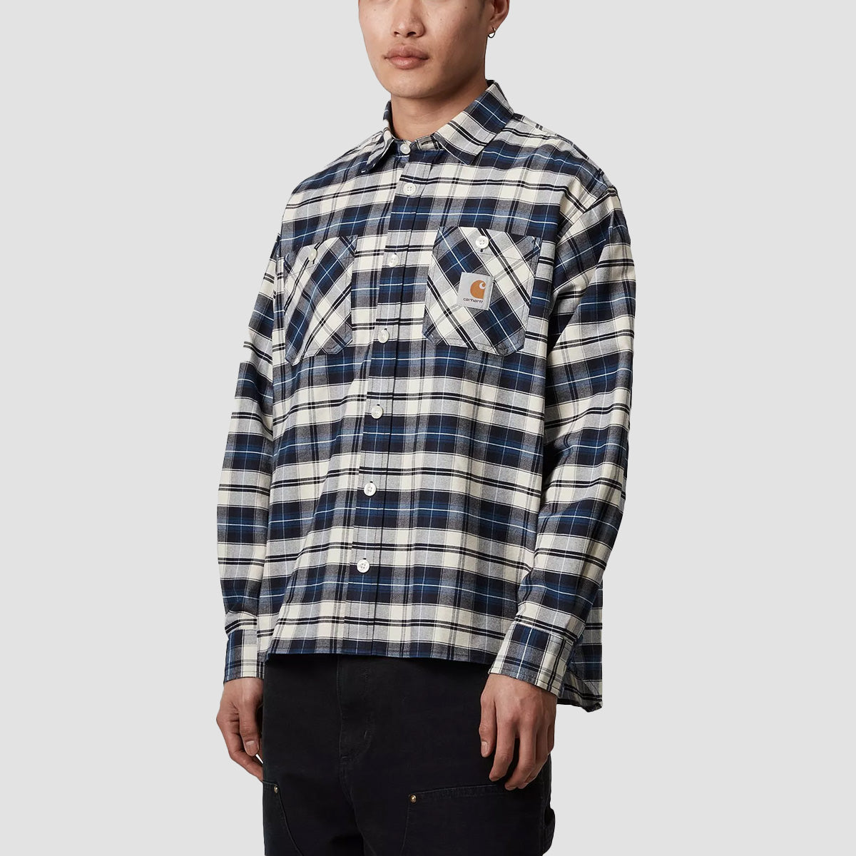 Carhartt WIP Tarbell Check Longsleeve Shirt Dark Navy/White