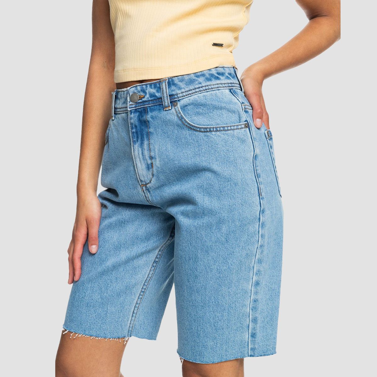 Roxy Today Light Denim Shorts Light Blue - Womens