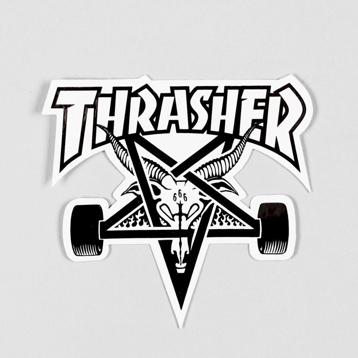 Thrasher Skate Goat Sticker Medium White/Black 100x95mm