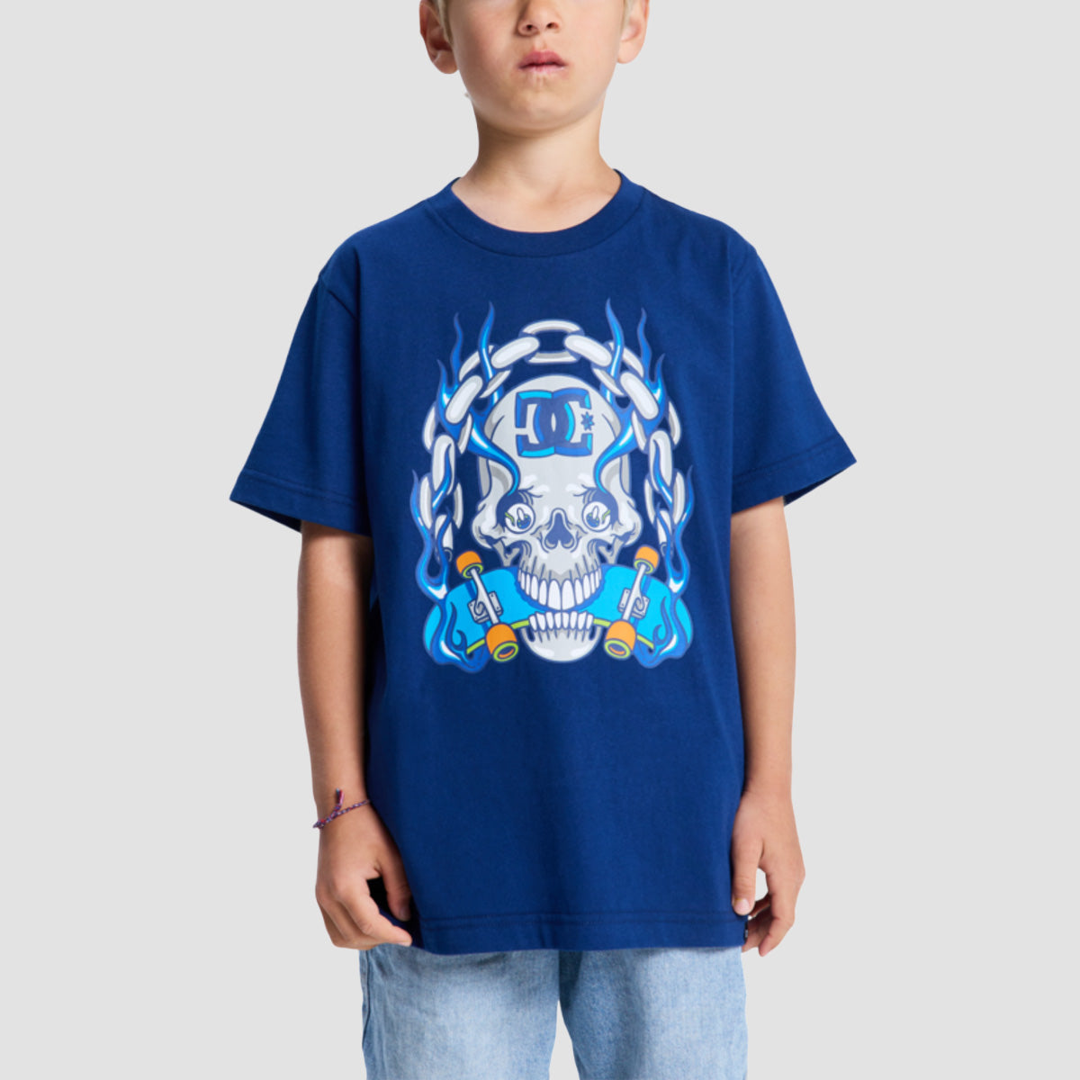 DC Burning Skull T-Shirt Estate Blue - Kids