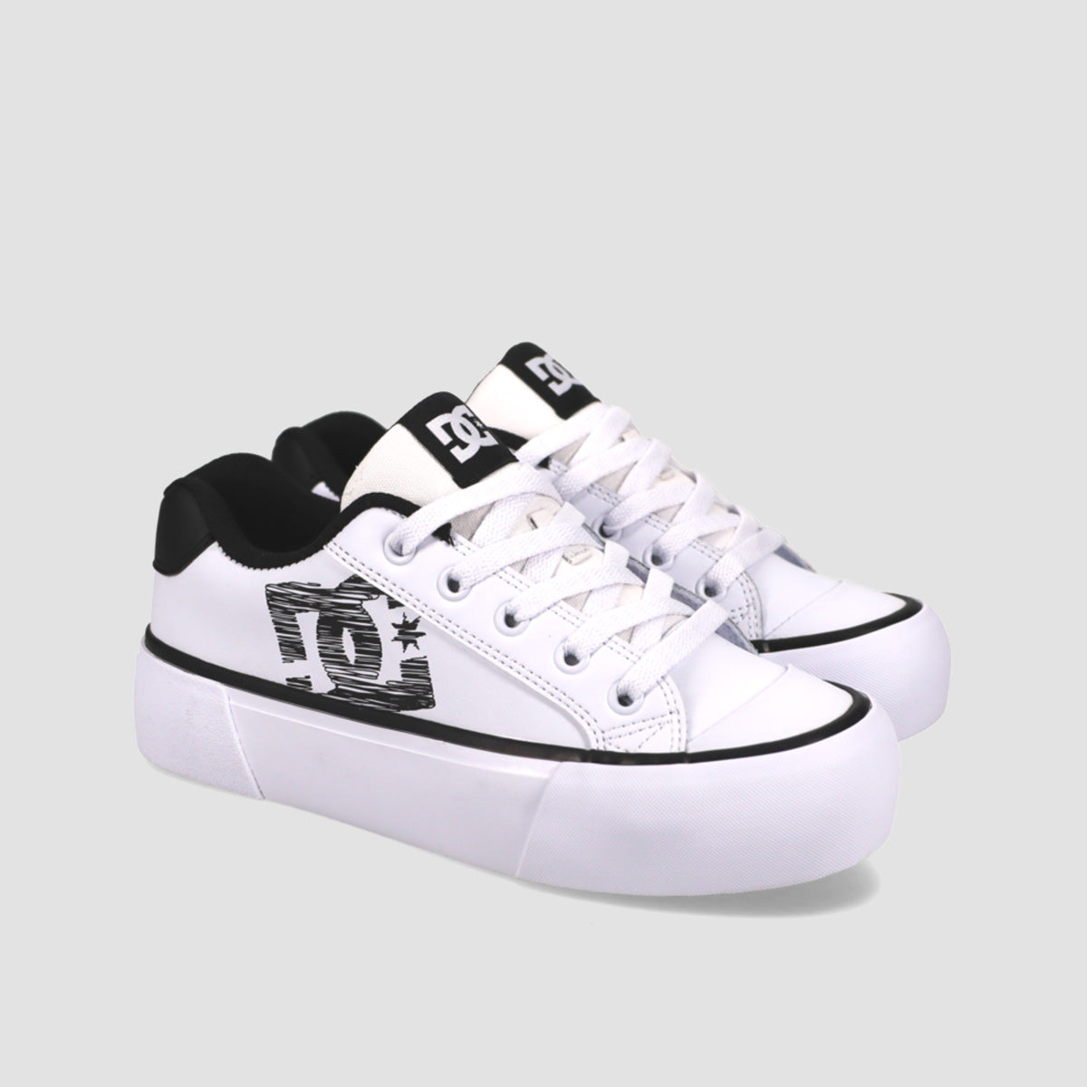 DC Chelsea Platform Shoes - White/Black - Womens