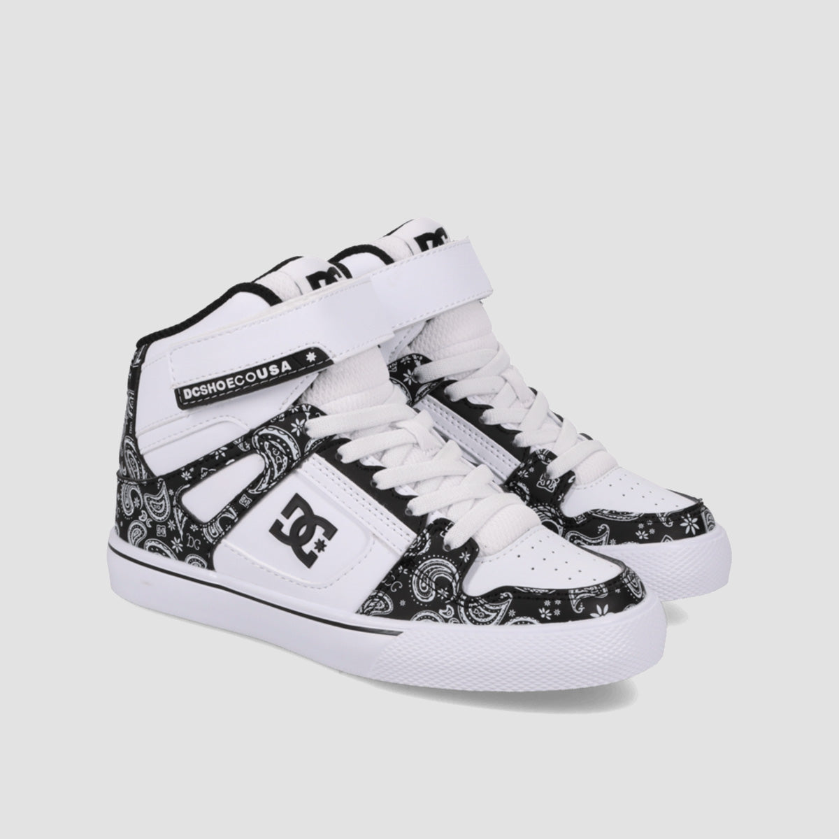 DC Pure Hi Top EV Shoes - Black/White/Print - Kids