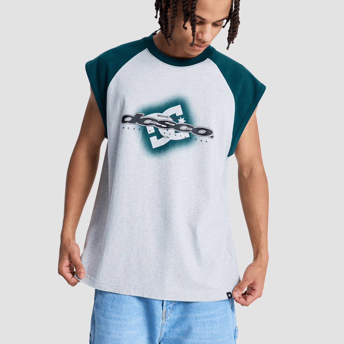 DC Raglan Tank Vest Light Heather Grey