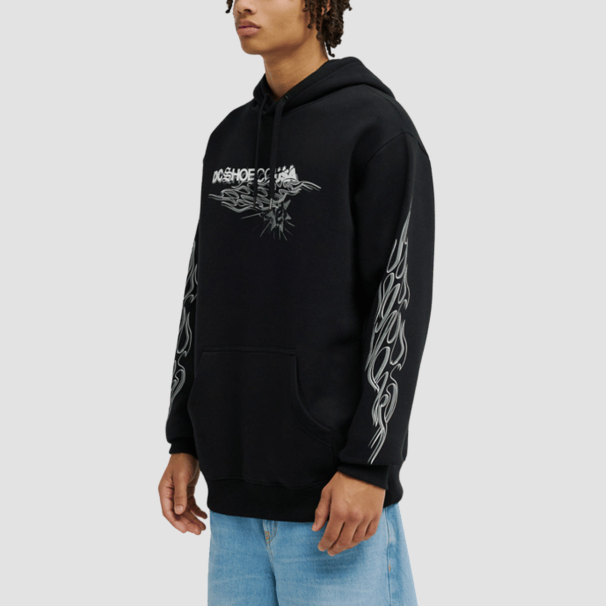 DC Side Flame Pullover Hoodie Black