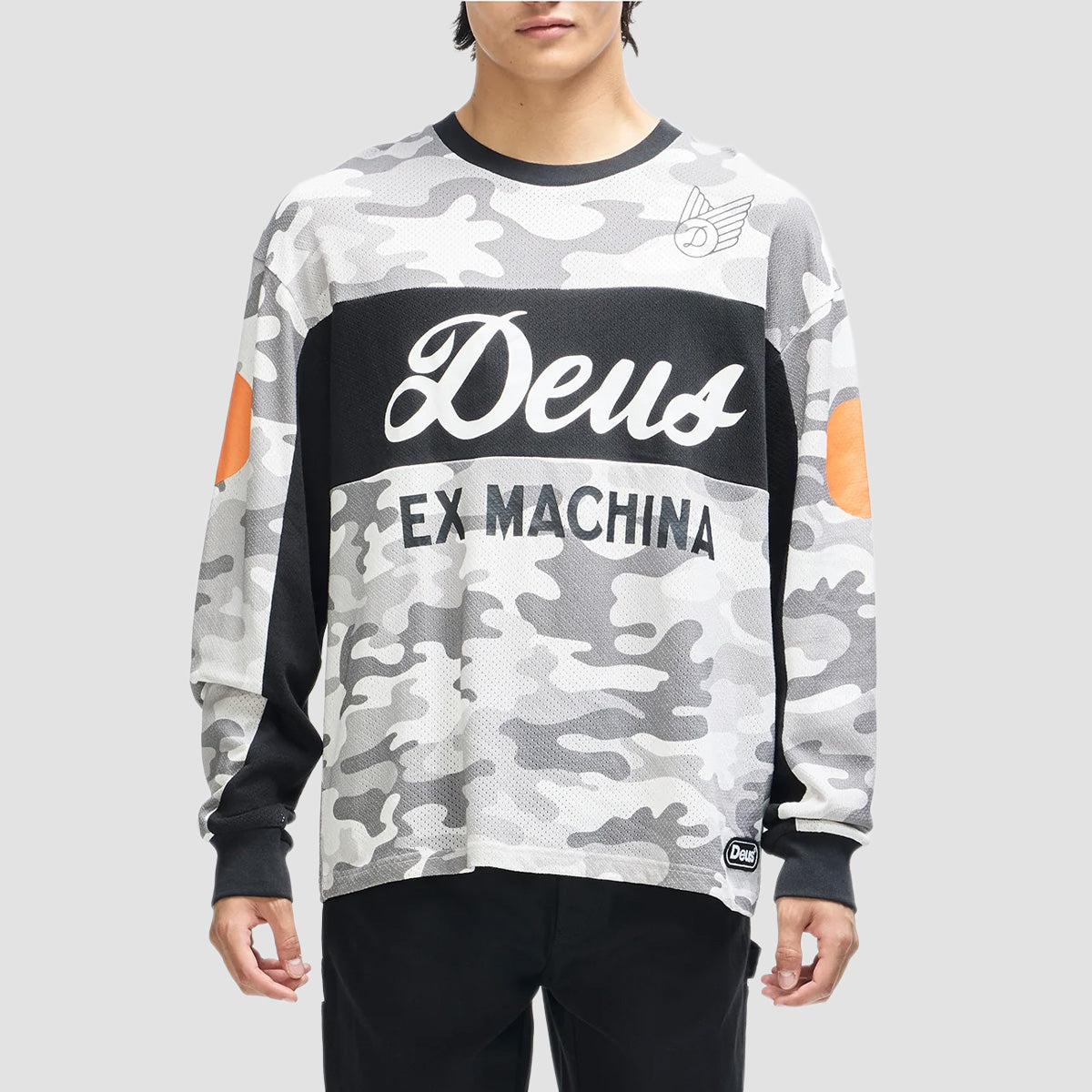 Deus Ombre Moto Jersey T-Shirt Grey Camo