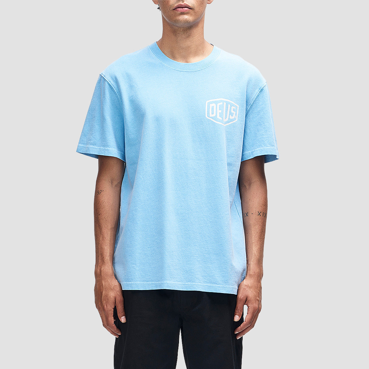 Deus Shield Garment Dyed T-Shirt Bonnie Blue