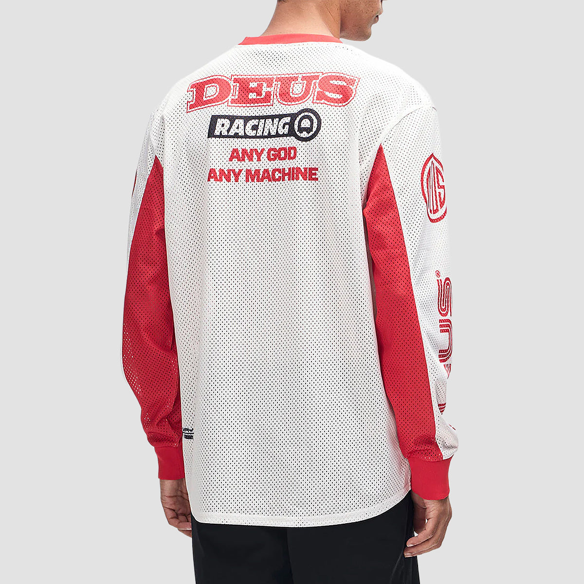 Deus Step Out Moto Jersey Longsleeve T-Shirt White/Red