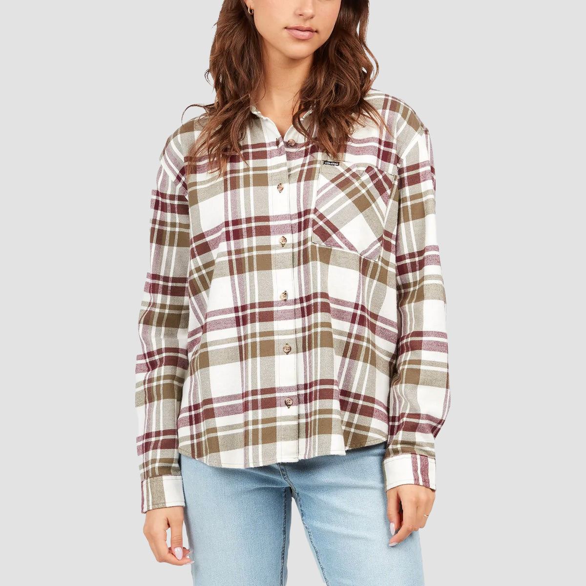 Volcom Plaid To Meet U Longsleeve Shirt Dark Camo - Womens
