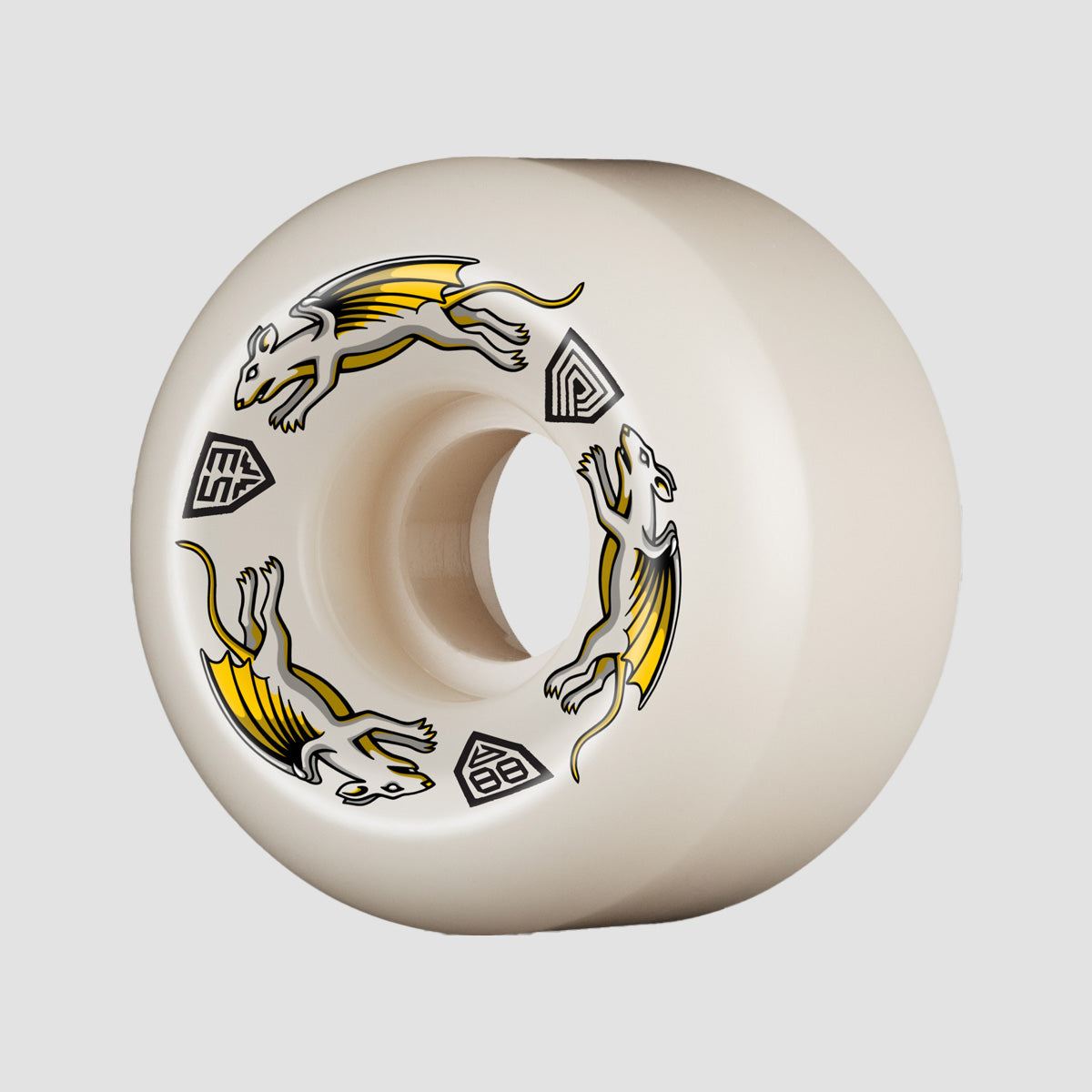Powell Peralta Dragon Formula Nano Rats 88A V6 Skateboard Wheels White 53x 33mm