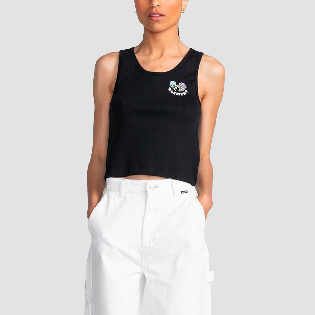 Element Smile Cropped Tank Top Flint Black - Womens
