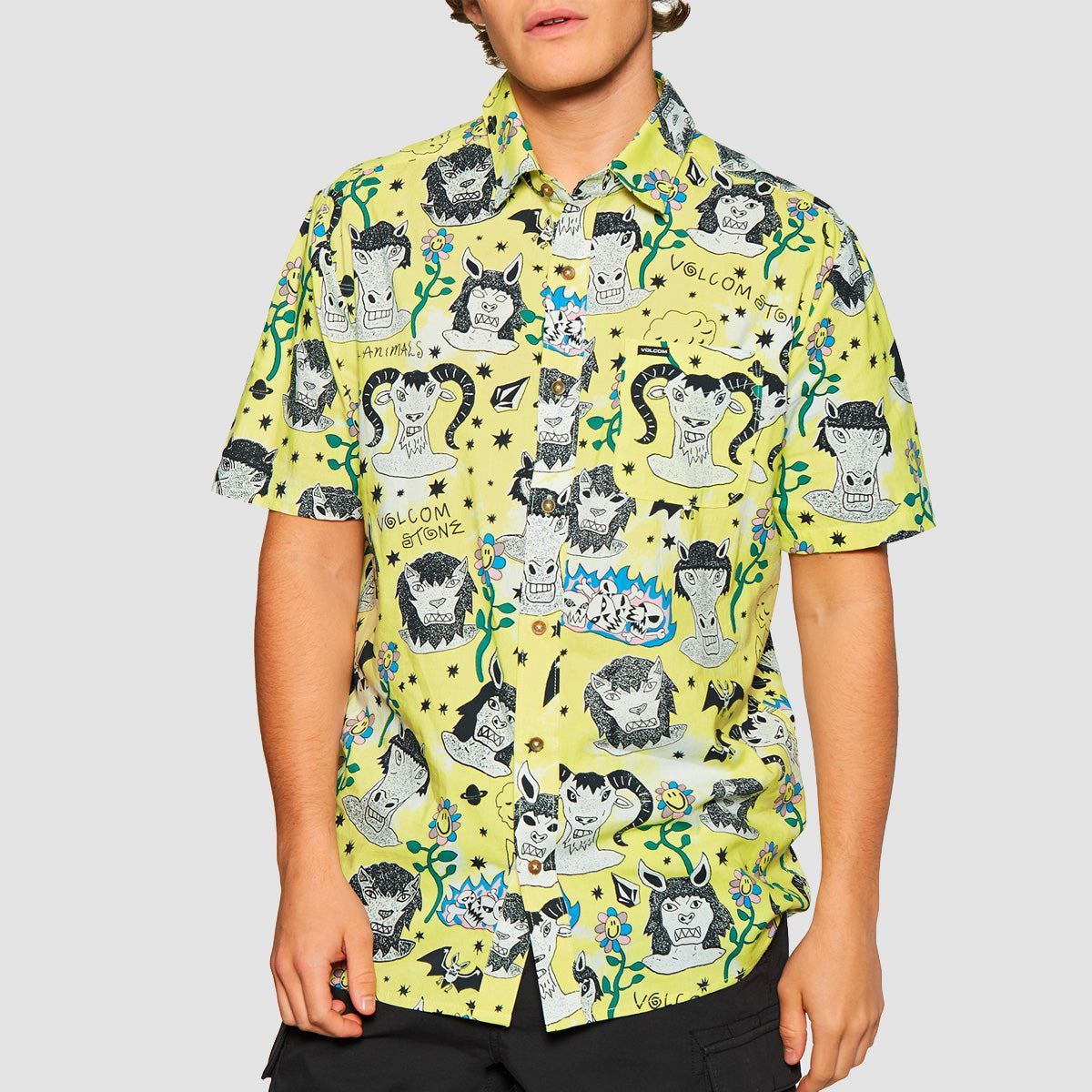 Volcom Surf Vitals Ozzy Woven Short Sleeve Shirt Glimmer Yellow