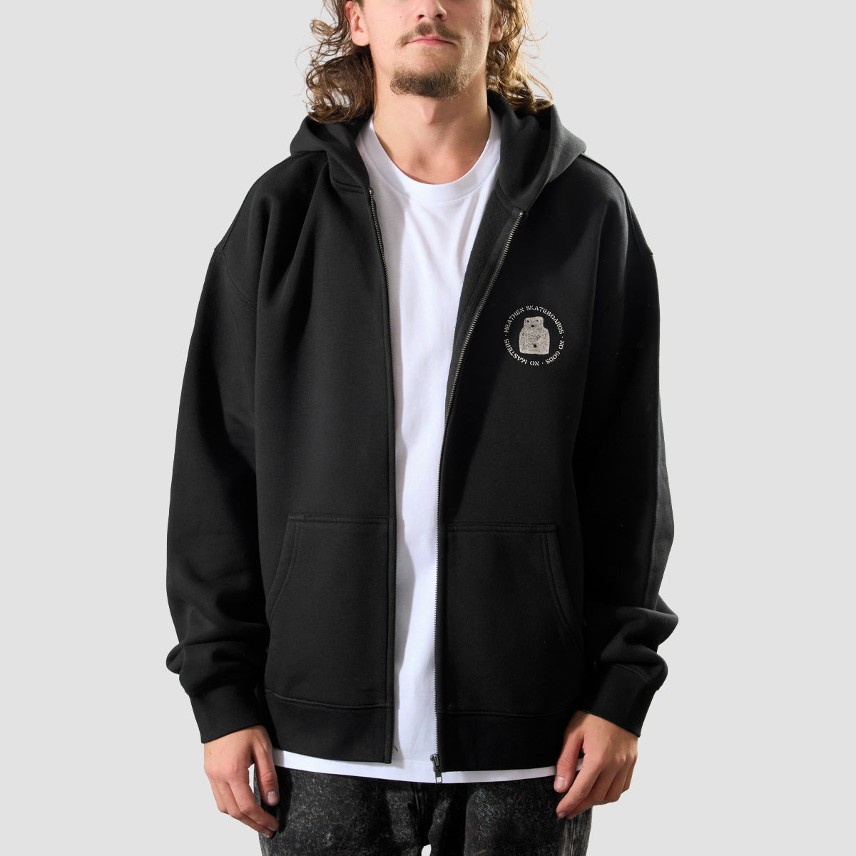 Heathen Buddo Relax Fit Zip Hoodie Black